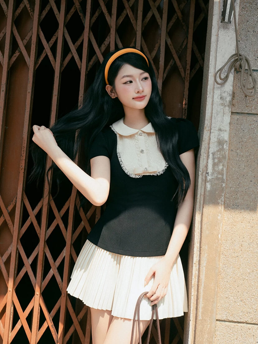 레이스 빅카라 블라우스 · 여성스러운 데일리 오피스룩