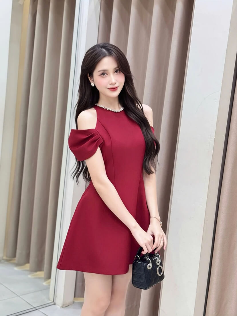 홀터넥 백리본 원피스 · 우아한 프린세스룩